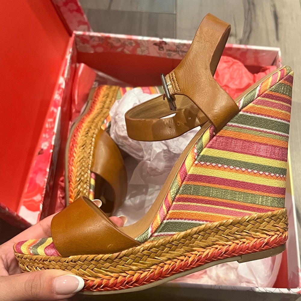 Chinese Laundry Multicolor Striped Wedges